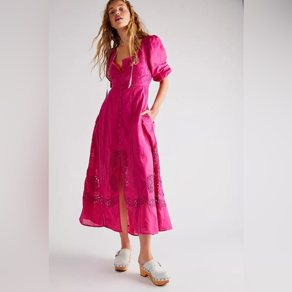 NWT Free People Lisa Lace Midi Dress - Picture 10 of 13